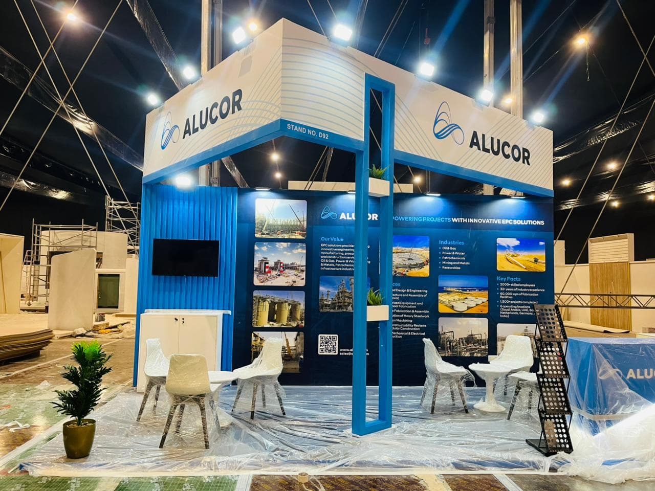 FVT team working on an exhibition booth project in Saudi Arabia