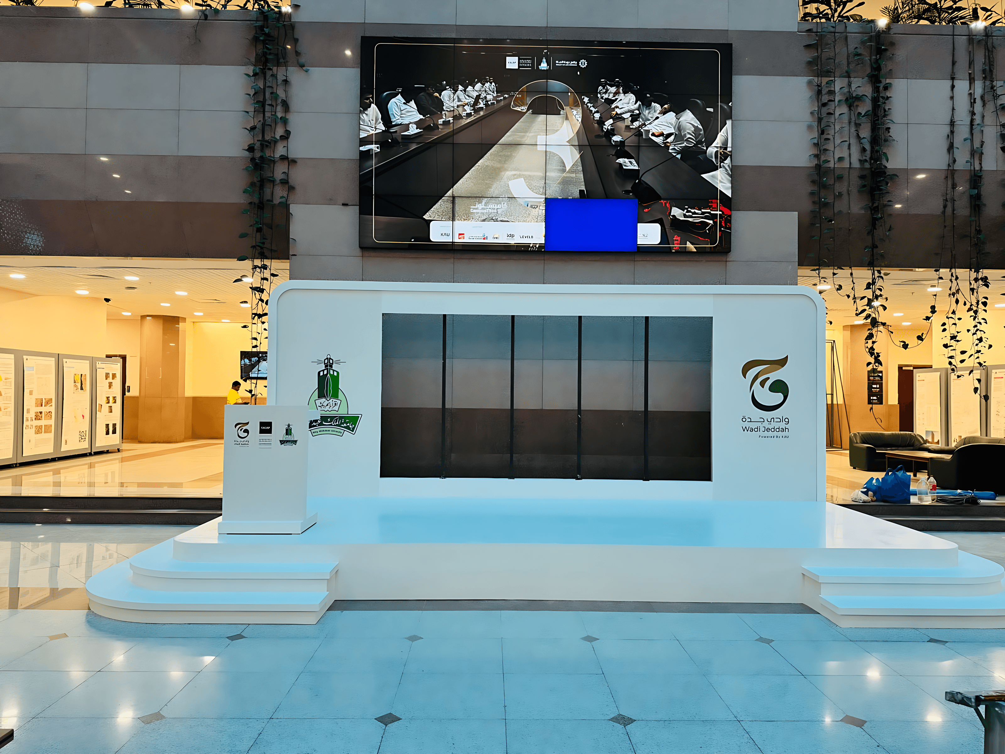 Finished exhibition booth displayed at a trade show in Saudi